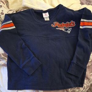 NFL Patriots Navy Sweatshirt with Red and White Stripes